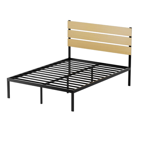 Aplusliving-Double Size Metal Bed Frame Mattress Platform Foundation Storage Space Black