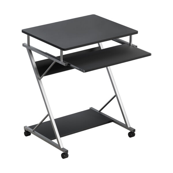 Aplusliving-Black 60CM Computer Desk with Keyboard Tray and CPU Printer Shelf Wheels