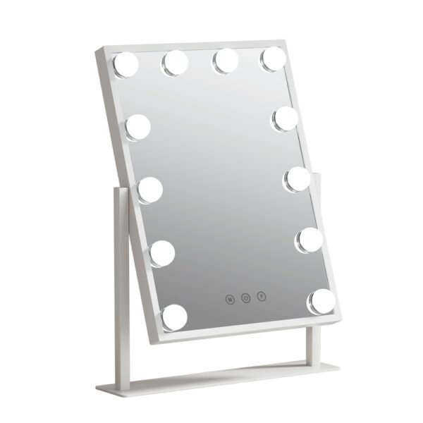 Aplusliving-Makeup Mirror Hollywood Vanity LED Light Rotation Tabletop White 12 LED Bulbs