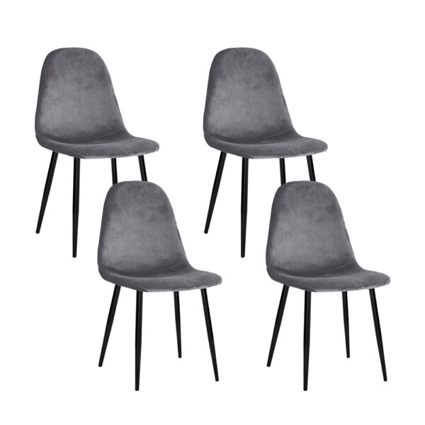 Aplusliving-Modern Velvet Dining Chairs Dark Grey Set of 4 Comfortable Iron Legs Anti Slip