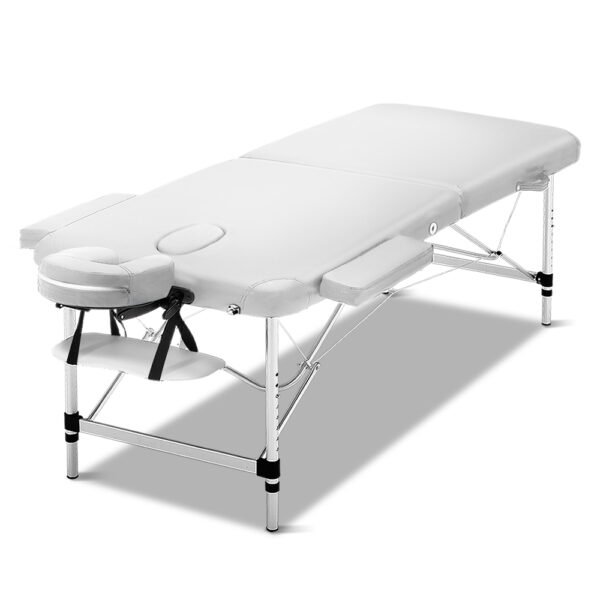 Aplusliving-Portable 2 Fold 75cm Aluminium Massage Table 250kg Capacity with Carry Bag