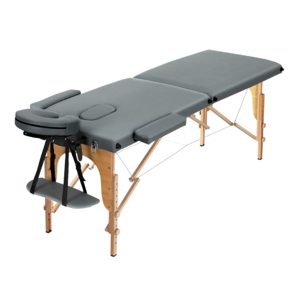 Aplusliving-Portable Wooden Massage Table 2 Fold Adjustable Beauty Bed 300kg Capacity Grey