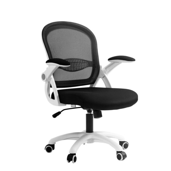 Aplusliving-Comfortable Mid Back Mesh Office Chair Adjustable Armrests Foam Padding Black