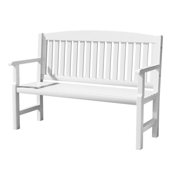 Aplusliving-2 Seater Wooden Garden Bench Patio Seat 300kg Capacity Outdoor Furniture White