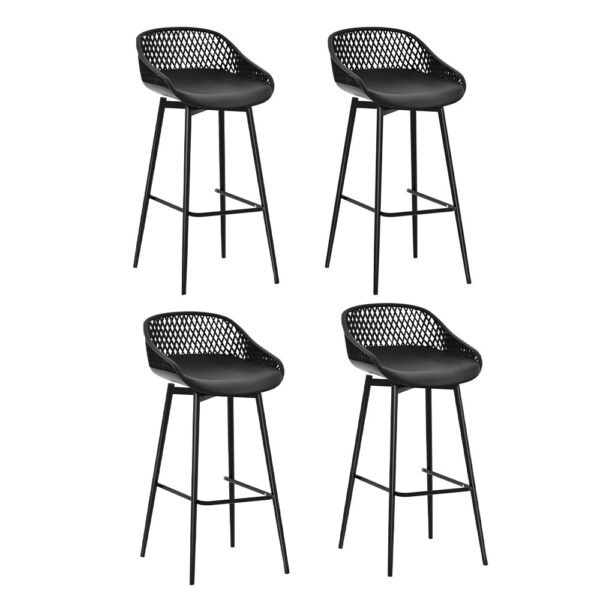 Aplusliving-4pc Outdoor Bar Stools Adjustable Patio Dining Chairs UV Resistant Metal Frame