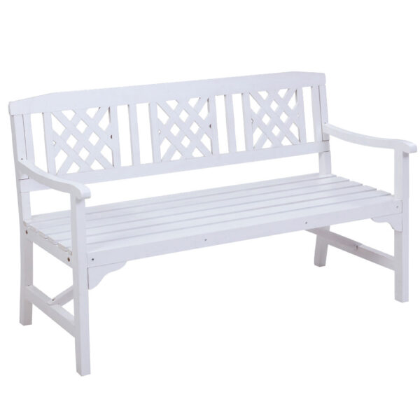 Aplusliving-3 Seat Wooden Garden Bench Outdoor Patio Furniture Weather Resistant White 142cm