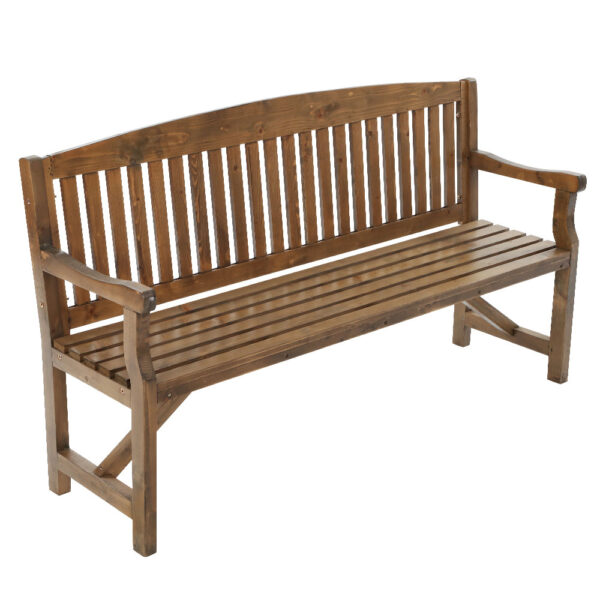 Aplusliving-3 Seater Wooden Garden Bench Outdoor Patio Chair Natural Fir Wood 160cm Deck