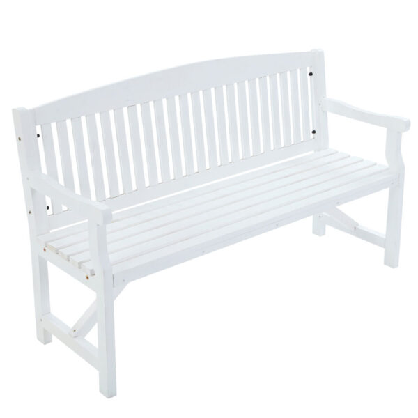 Aplusliving-3 Seater Wooden Garden Bench Outdoor Patio Chair White 160cm Weather Resistant