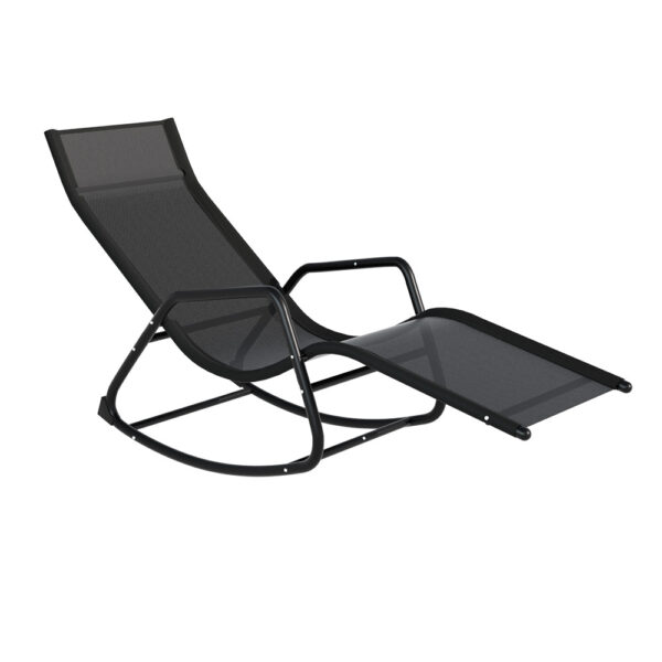 Aplusliving-Outdoor Rocking Sun Lounge Chair Textilene Patio Pool Garden Lounger UV Resistan