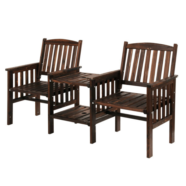 Aplusliving-2 Seater Wooden Garden Bench Loveseat Outdoor Patio Furniture Charcoal Brown