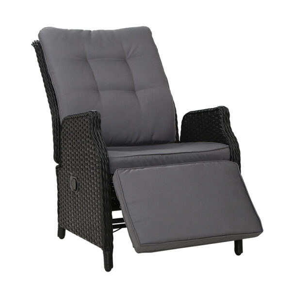 Aplusliving-Outdoor Wicker Recliner Chair Adjustable Patio Sun Lounge High Density Foam