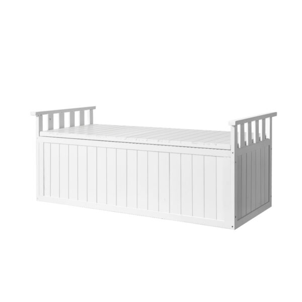 Aplusliving-2 in 1 Wooden Garden Bench Outdoor Storage Box 129cm 200L Capacity White