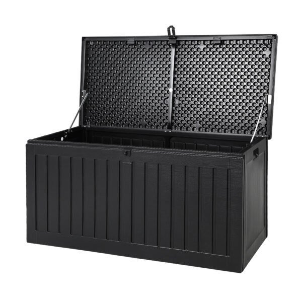 Aplusliving-270L Outdoor Storage Box Bench Garden Tool Toy Container Weatherproof Black