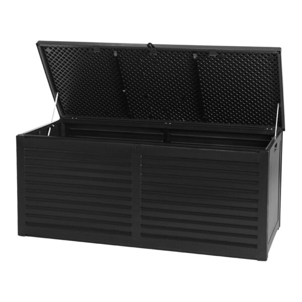 Aplusliving-490L Outdoor Storage Box Garden Tool Toy Shed Weather Resistant Bench Black