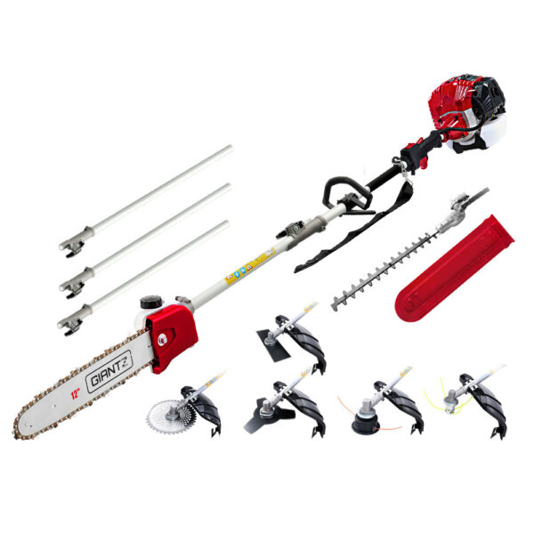 Aplusliving-65cc 2 Stroke Petrol Pole Chainsaw Hedge Trimmer Brush Cutter Multi Tool Kit