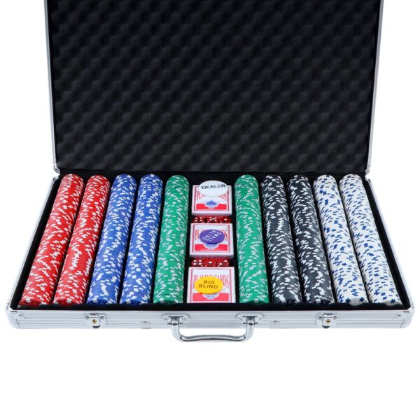 Aplusliving-Poker Chips Set 1000 Pieces Red Blue Green Aluminum Case