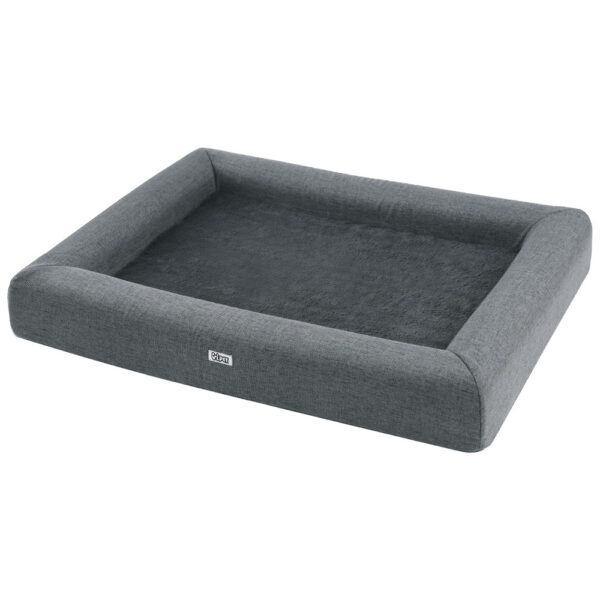 Aplusliving-Large Pet Bed Grey 90cm Soft Plush Foam Washable Non-Slip Durable