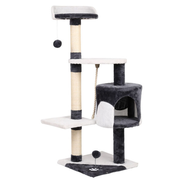 Aplusliving-Multi-Level Cat Tree 112cm Plush Velvet Natural Sisal Stable Design