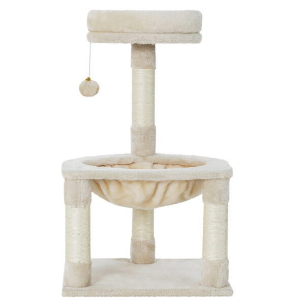 Aplusliving-69cm Cat Tree Scratcher Condo with Hammock Bed Toys Sisal Post Beige