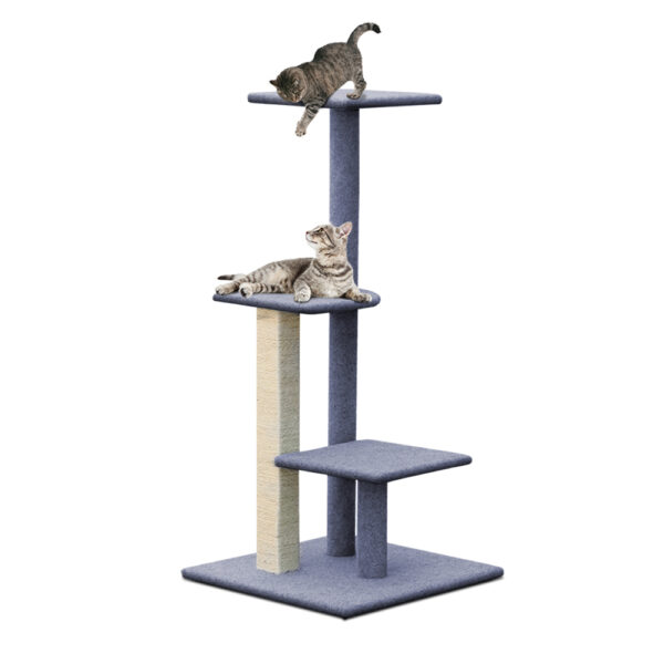 Aplusliving-124cm Multi Level Cat Tree Scratcher Condo Tower with Sisal Posts Grey