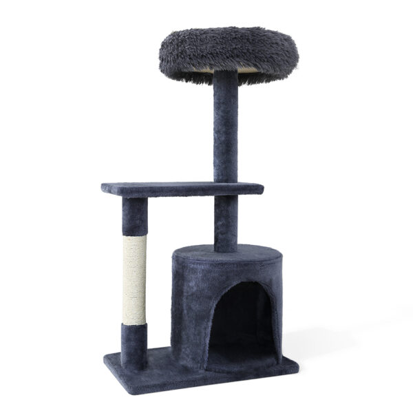 Aplusliving-94cm Cat Tree Scratching Post Multi Level Condo House Sisal Tower Grey Plush