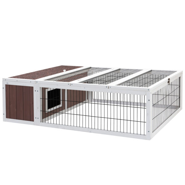 Aplusliving-Large Wooden Rabbit Hutch Chicken Coop 124x90x35cm Outdoor Run Cage House