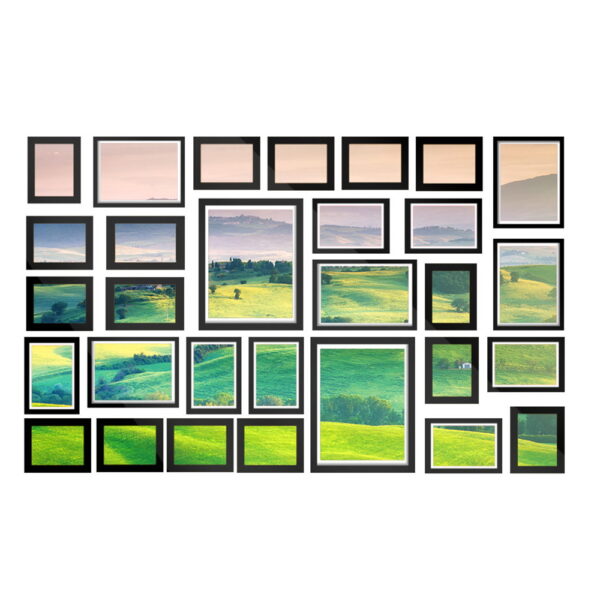 Aplusliving-30PC Photo Frame Set Multi Size 8x10 5x7 4x6 3.5x5 Black Wall Hanging Decor