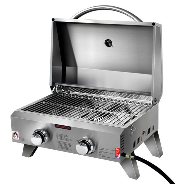 Aplusliving-Stainless Steel Portable Gas BBQ 2 Burner 20000 BTU with Thermometer