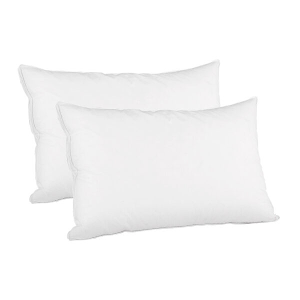 Aplusliving-Duck Feather Down Pillow Twin Pack 100% Cotton Hypoallergenic White 75x50cm