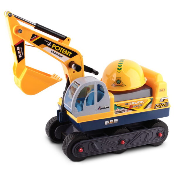 Aplusliving-Kids Ride On Excavator Toy Yellow Digging Arm Anti slip Tyres Helmet 3 6 Years