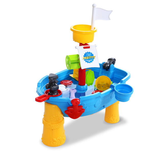 Aplusliving-Kids Sand Water Play Table Pirate Ship Outdoor Fun Toy Eco Friendly 3+ Years