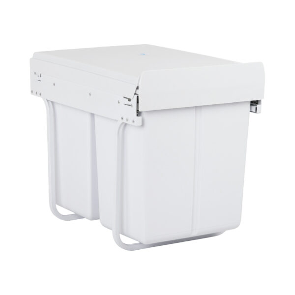 Aplusliving-40L Dual Compartment Kitchen Pull Out Waste Bin White Space Saver Easy Clean