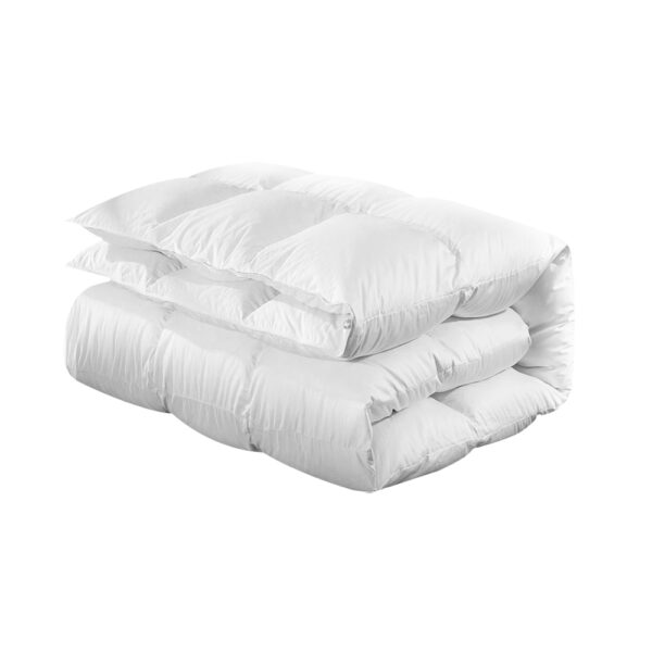 Aplusliving-King Size 700GSM Duck Down Feather Quilt Lightweight White Cotton Cover