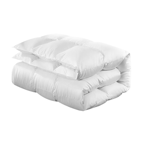 Aplusliving-700GSM Goose Down Feather King Quilt White Cotton Cover Lightweight Warm