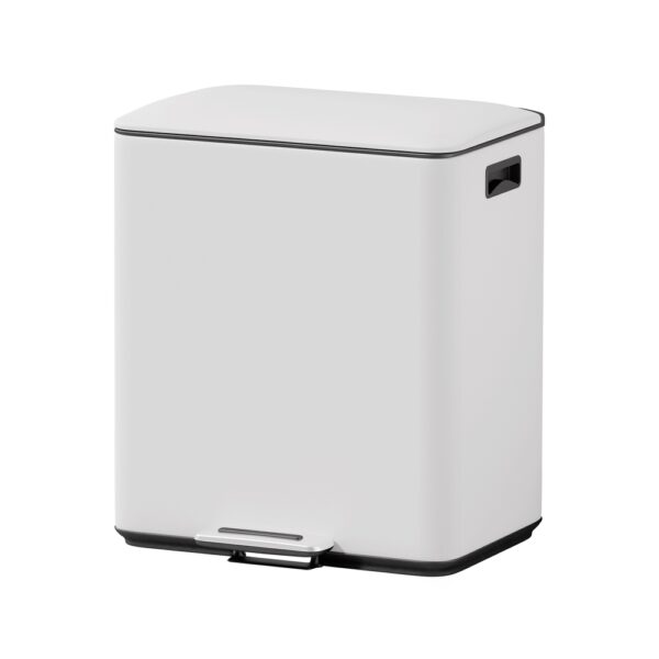 Aplusliving-Pedal Bins Dual Compartment Waste Recycle Dustbins 40L White Soft Closing Easy C