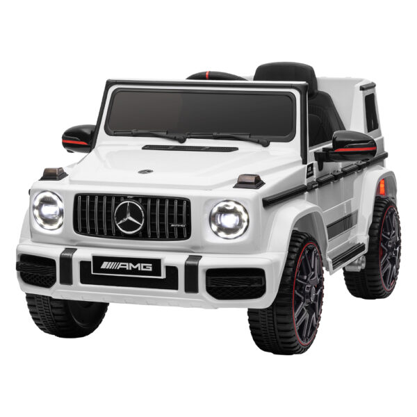 Aplusliving-Kids 12V Electric Ride On Car AMG G63 with Remote Control White Safety Belt