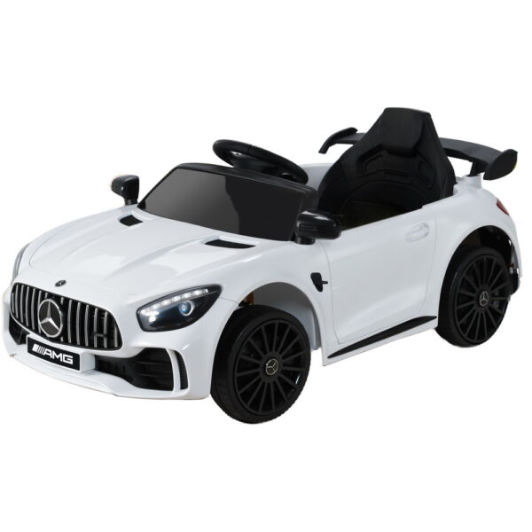 Aplusliving-12V Kids Electric Ride On Car AMG GTR with Remote Control White 3 5km/h