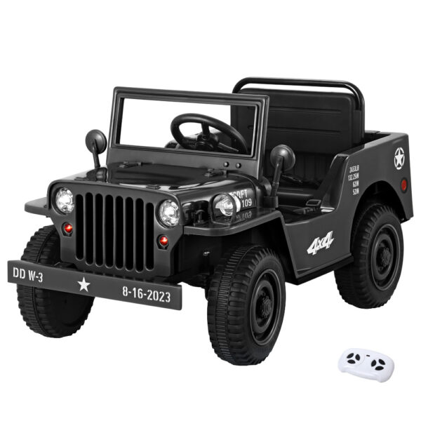 Aplusliving-Kids 12V Electric Ride On Jeep Car Black with Remote Control & MP3 Player