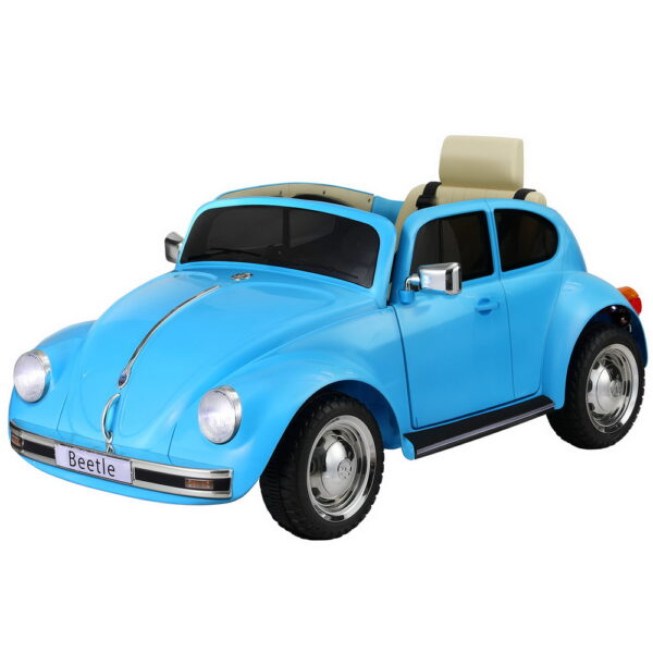 Aplusliving-Kids Ride On Car Electric Blue Beetle Toy with Remote Control Horn and Seat Belt