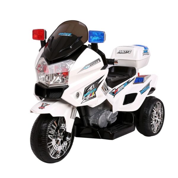 Aplusliving-Kids 6V Electric Ride On Police Car White 2 Motors MP3 Horn Lights 3+ Years