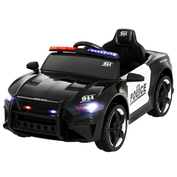 Aplusliving-Kids 12V Electric Police Ride On Car Battery Powered Toy with Remote Control Bla