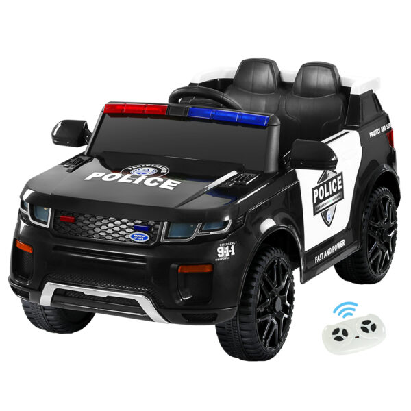 Aplusliving-Kids 12V Electric Police Ride On Car Toy Remote Control Safety Belt Black 80char