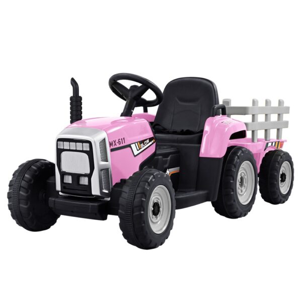 Aplusliving-Kids Electric Ride On Car Tractor Toy 12V Pink with Music USB Anti-Slip Tyres