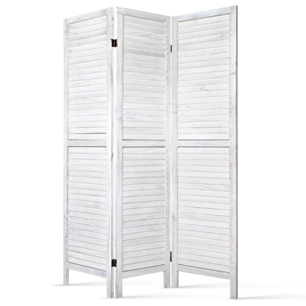 Aplusliving-3 Panel Room Divider Privacy Screen 120x170cm Foldable White Wooden Partition