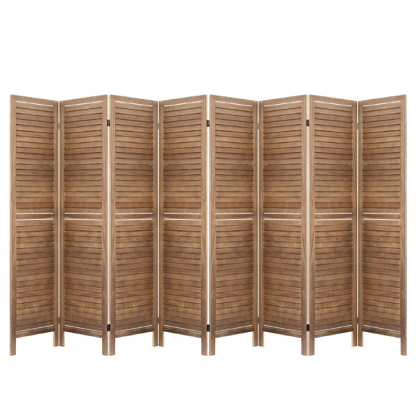 Aplusliving-8 Panel Wooden Room Divider Privacy Screen Foldable Brown 326x170cm Eco Friendly