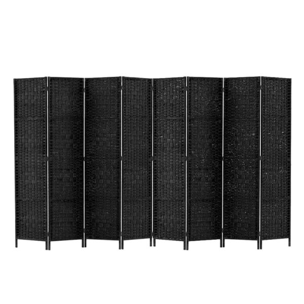 Aplusliving-8 Panel Foldable Room Divider Privacy Screen 326x170cm Woven Black