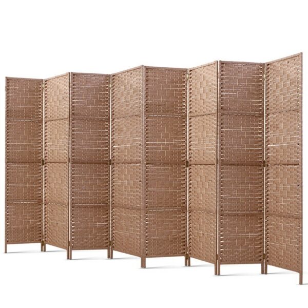 Aplusliving-8 Panel Wooden Room Divider Privacy Screen Foldable Partition Natural 326x170cm