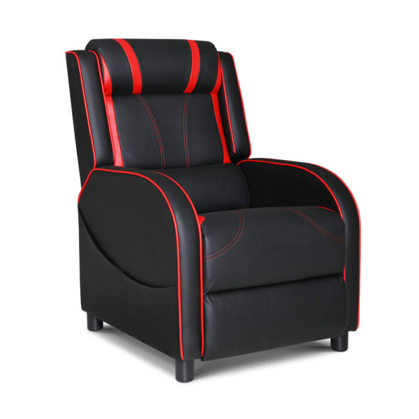 Aplusliving-Black Leather Gaming Recliner Chair High Resilience Foam Lumbar Support 135°