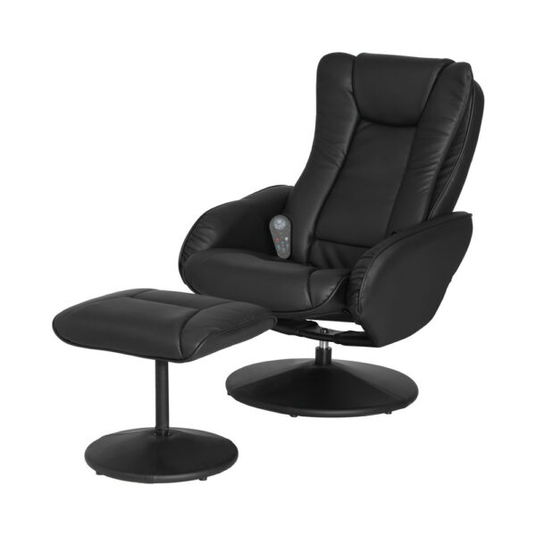 Aplusliving-Recliner Chair Electric Heated Massage Faux Leather Black 135 Degree Reclining