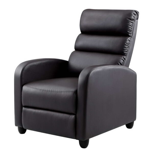 Aplusliving-Black Faux Leather Recliner Chair High Resilience Foam Padded 135° Recline